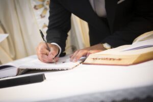 A probate attorney in Washington signing documents 